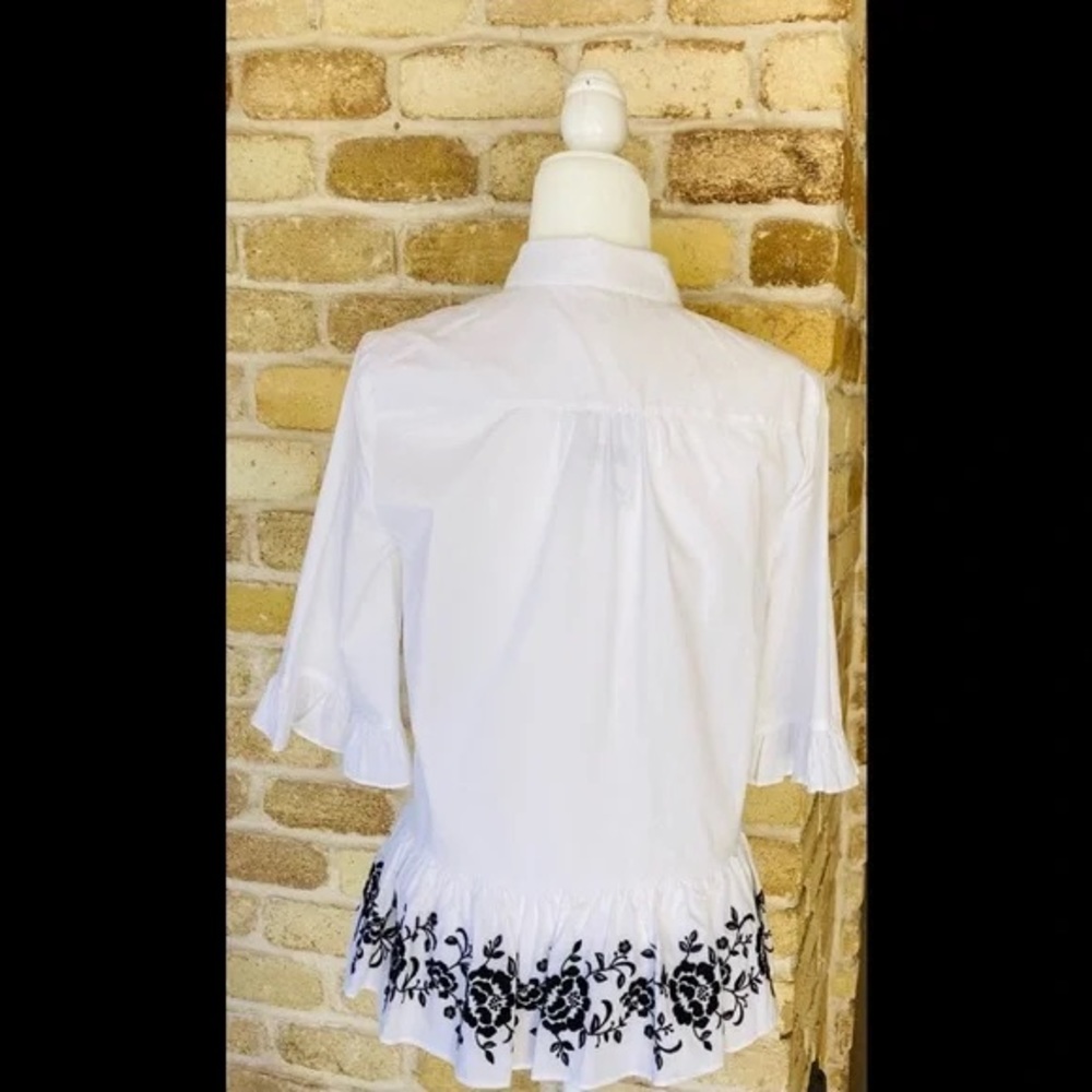 Kate Spade Broome Street Short Sleeve Embroidered Top - Picture 4 of 7